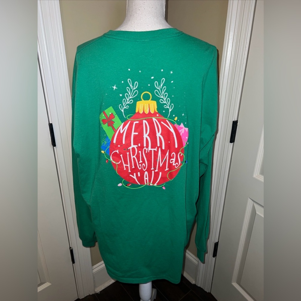 Southern Yall Womens ornament Holiday Christmas green T-Shirt Sz xxl